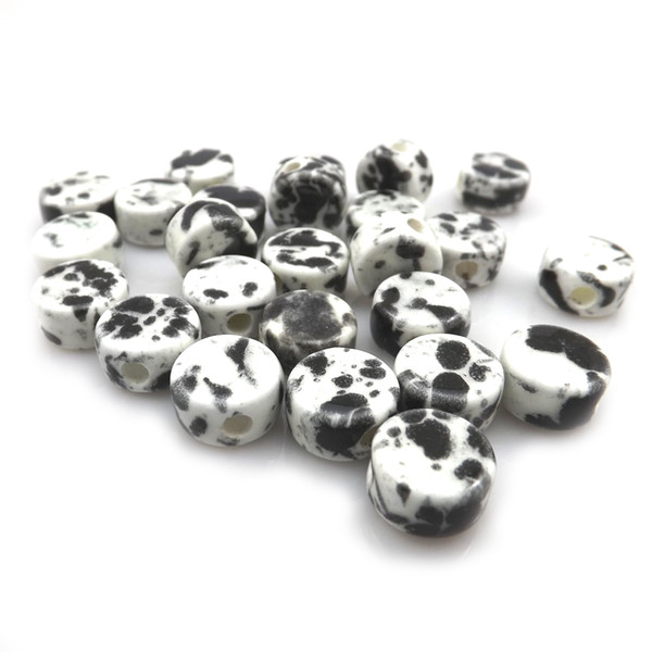 Fashion 12x7mm Black White Button Shape Ceramic Loose Beads For Jewelry DIY 100pcs/Lot Free Shipping