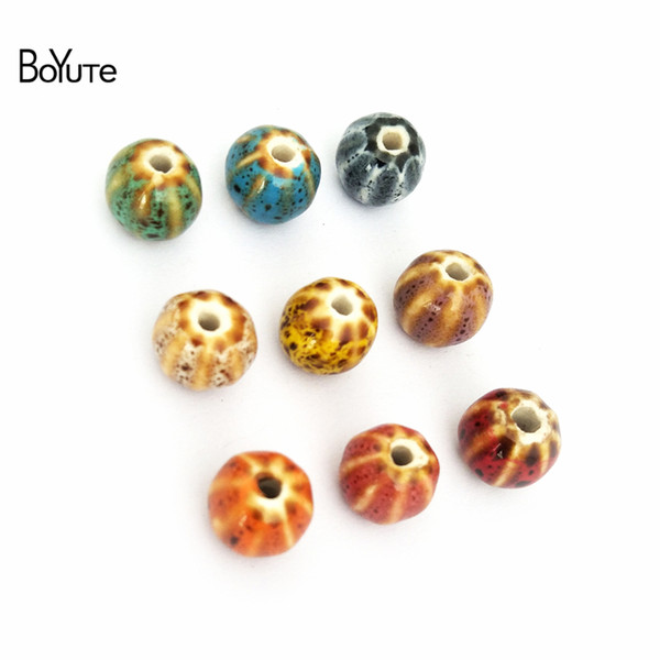 BoYuTe 80Pcs Watermelon Beads 14MM 9 Colors Vintage Porcelain Ceramic Beads Jewelry Making Round Shape beads