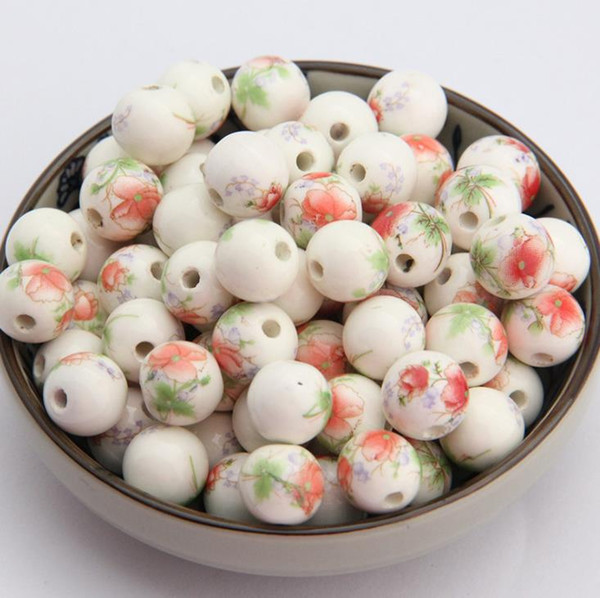 8/10/12/14mm ,Porcelain Beads,round shape with pattern ceramic DIY loose beads jewelry making finding free shipping