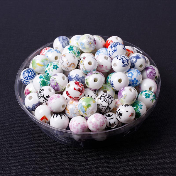 Hot sale! 100pcs/lot 10mm Big Large Hole Porcelain Ceramic Round Beads for Jewelry Handmade Necklace Bracelets DIY making