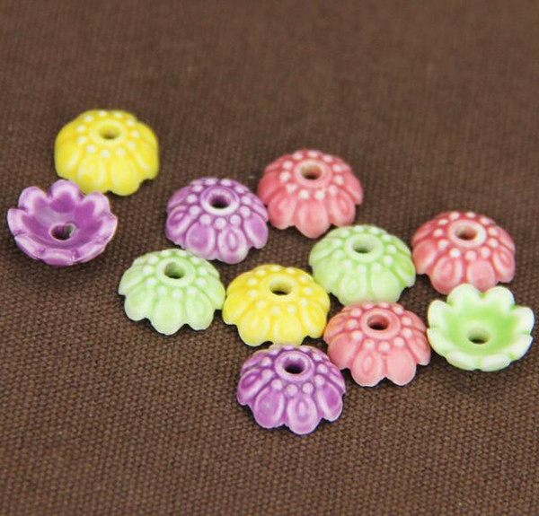 30 pcs ,10mm, hole size about 3mm Porcelain Beads,mixed color, flower ceramic DIY loose beads jewelry finding