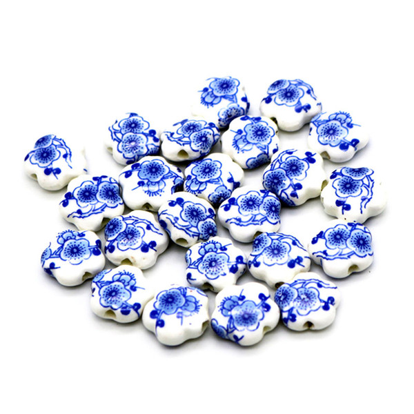 100pcs/lot DIY Jewelry Accessories Handmade Bead 15mm Hole 3mm Material Five-pointed Stared Printing Ceramic olive Decals.