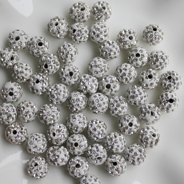 12mm 100 Pieces Crystal Pave Disco Ball Clay Beads, Polymer Clay Rhinestone Beads Round Charms Jewelry Makings