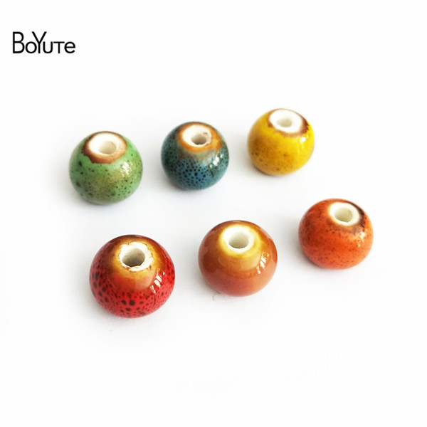 BoYuTe 60Pcs Loose Beads 12MM 6 Colors Porcelain Ceramic Jewelry Materials Diy Beads for Jewelry Making