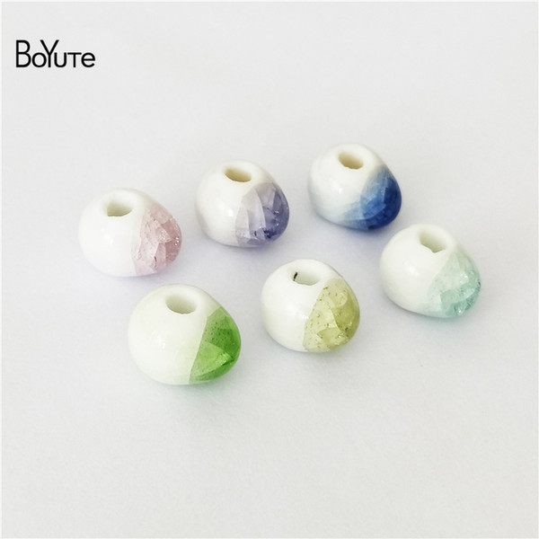 BoYuTe 100Pcs 6 Colors Crystal Ice Crack Loose Beads 10MM Wholesale Diy Materials Porcelain Ceramic Beads Jewelry Making