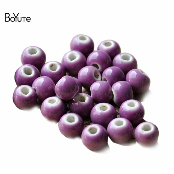 BoYuTe 100Pcs 17 Solid Colors Round Beads 10MM Diy Porcelain Ceramic Beads Jewelry Making Fashion Beads