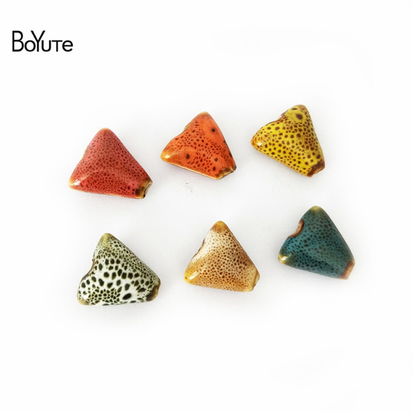 BoYuTe 80Pcs 8 Colors 14MM Triangle Glaze Loose Beads Diy Porcelain Ceramic Beads Jewelry Making Wholesale