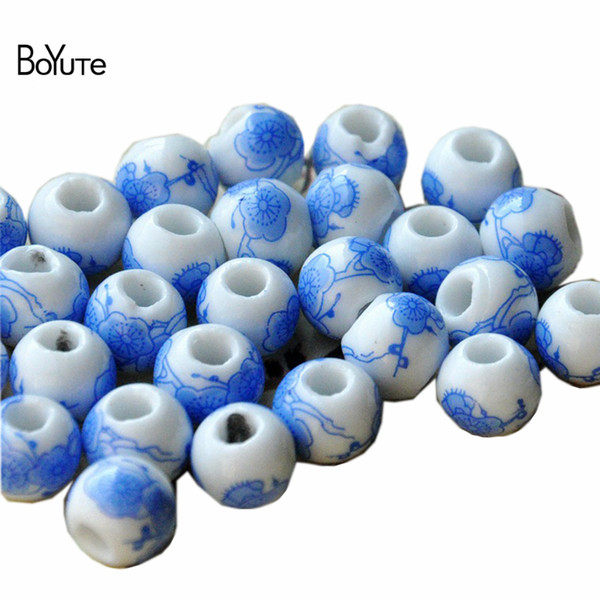 BoYuTe (100 Pieces/Lot) Porcelain Ceramic Beads 8MM 5 Colors Diy Beads for Jewelry Making Vintage Style Beads