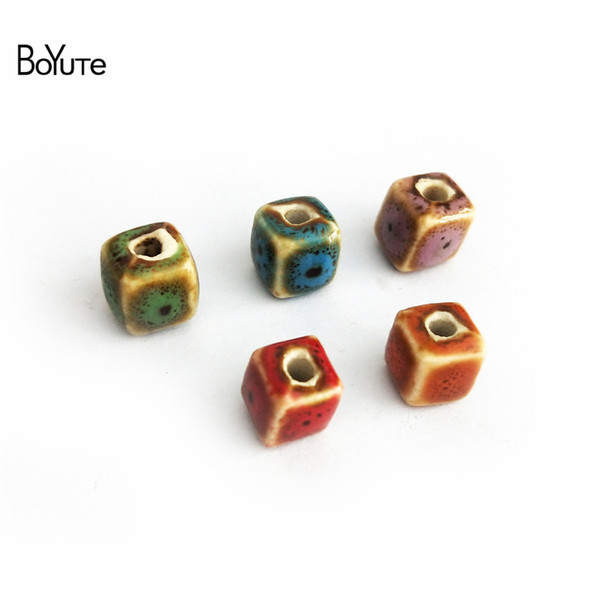 BoYuTe Beads 100Pcs 6 Colors 8MM Square Beads Diy Ceramic Porcelain Beads for jewelry Making Wholesale