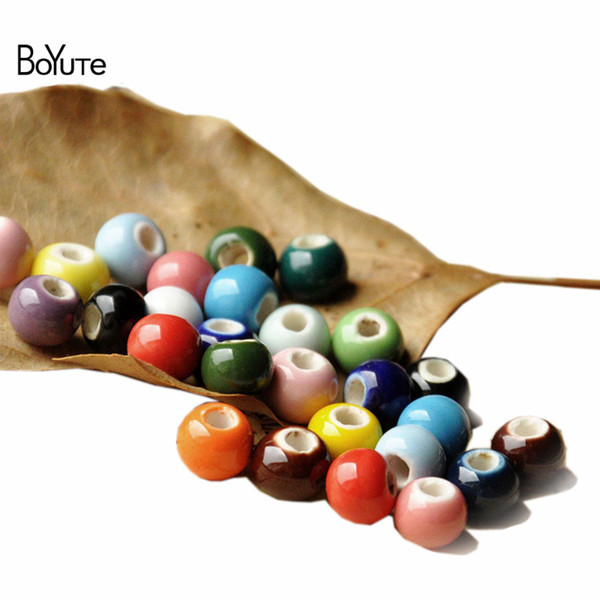 BoYuTe 100Pcs Round 8MM Ceramic Beads Wholesale Diy Jewelry Materials 18 Solid Colors Porcelain Ceramic Beads