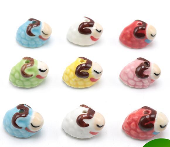 20x13mm hole size 2mm,Porcelain Beads,animal sheep design ceramic DIY loose beads jewelry making finding free shipping