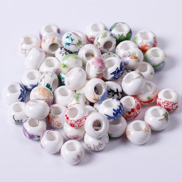 13mm big hole 6mm,Porcelain Beads,mixed colors,ceramic DIY loose beads jewelry making finding free shipping