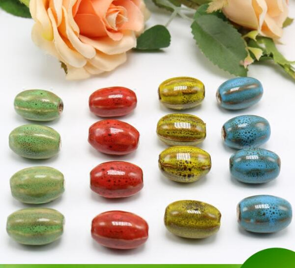 30 pcs 20x12mm,Porcelain Beads,oval shape mixed colors,ceramic DIY loose beads jewelry making finding free shipping