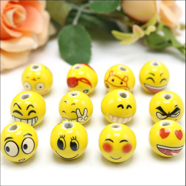 14mm,hole size 3mm,Porcelain Beads,face design mixed styles,ceramic DIY loose beads jewelry making finding free shipping