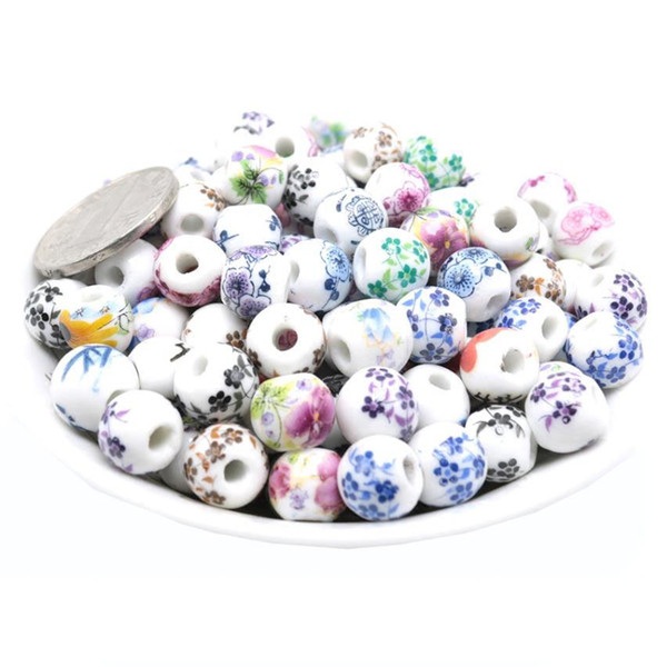 8/10/12mm ,Porcelain Beads,round shape mixed pattern ceramic DIY loose beads jewelry making finding free shipping