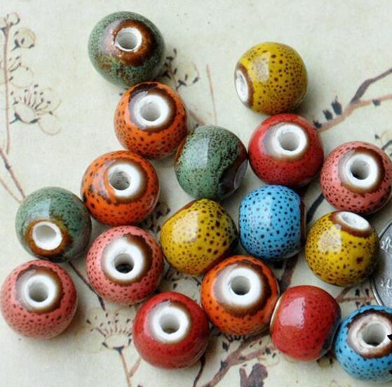 50 pcs 12mm , hole size about 3mm Porcelain Beads,mixed color,ceramic DIY loose beads jewelry finding