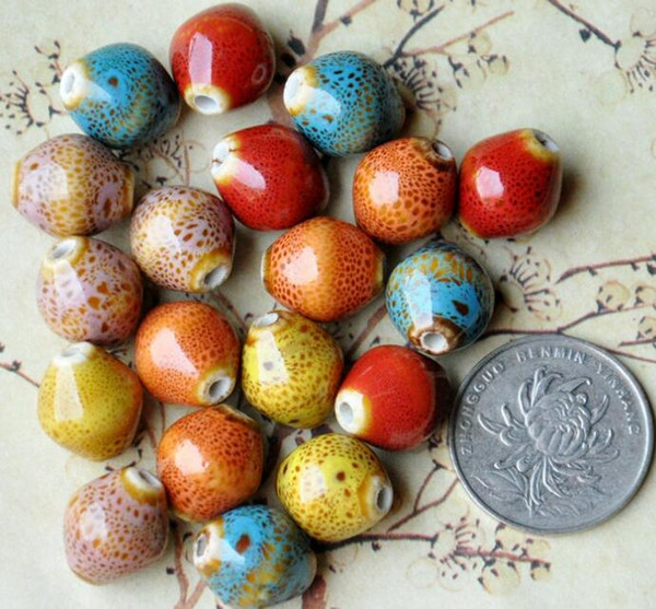 50 pcs 15mm*13mm , hole size about 2.5mm Porcelain Beads,mixed color,ceramic DIY loose beads jewelry finding