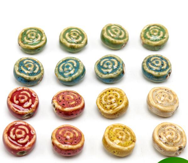 30 pcs 16mm*8mm, hole size about 2.5mm Porcelain Beads,mixed color, ceramic DIY loose beads jewelry finding