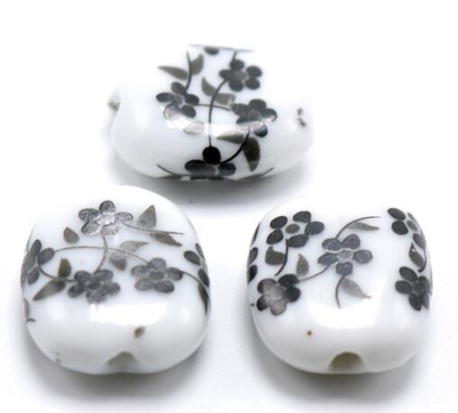 50 pcs 1.5mm*1.8mm, hole size about 1.5mm Porcelain Beads,mixed color,flower pattern ceramic DIY loose beads jewelry finding