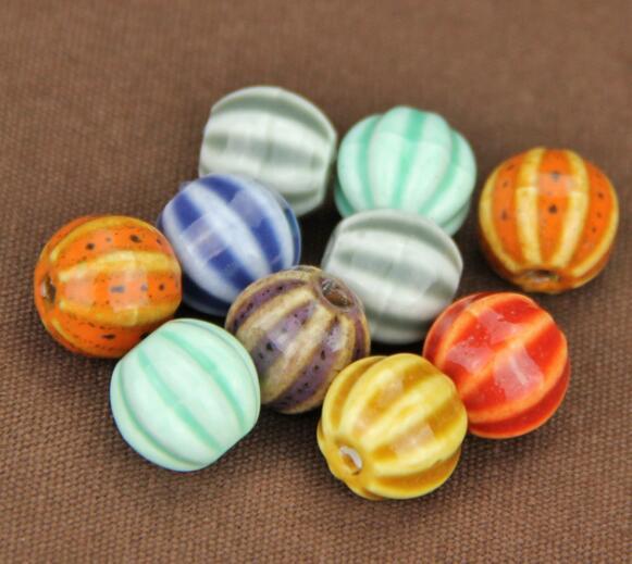 30 pcs 12x13mm, hole size about 2.5mm Porcelain Beads,mixed color,ceramic DIY loose beads jewelry finding free shipping