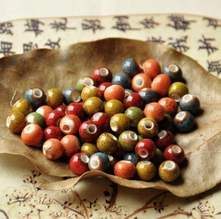 50 pcs 6mm , hole size about 1.5mm Porcelain Beads,mixed color,ceramic DIY loose beads jewelry finding