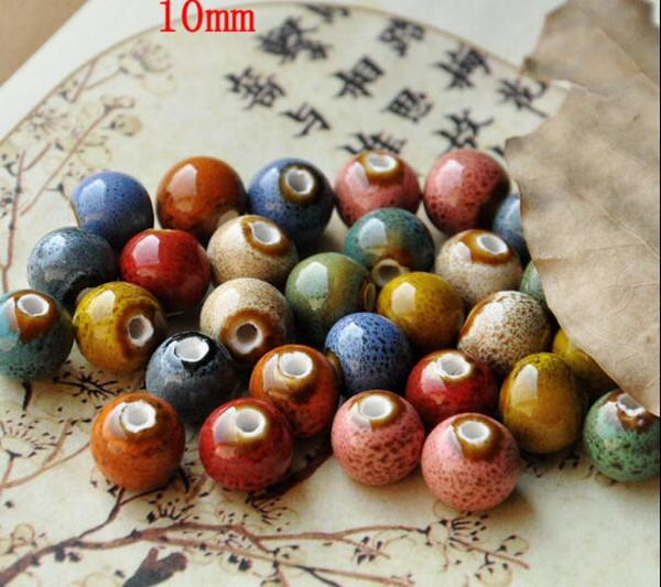 50 pcs 10mm , hole size about 2mm Porcelain Beads,mixed color,ceramic DIY loose beads jewelry finding