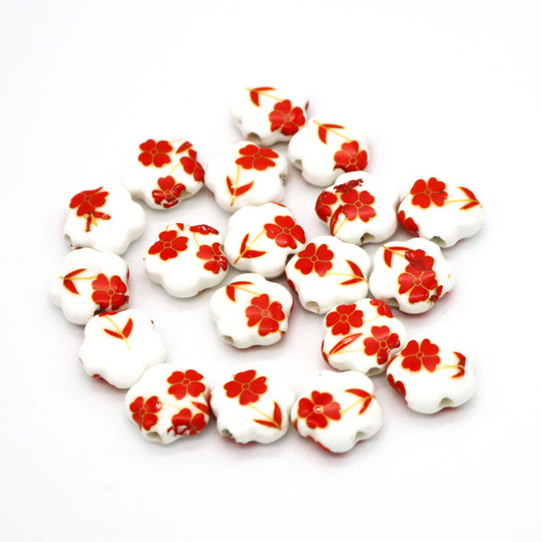 100pcs/lot Star Ceramic Beads 15mm Porcelain Beads 3mm Hole Flower Loose Spacer Beads Handmade DIY Jewelry Making