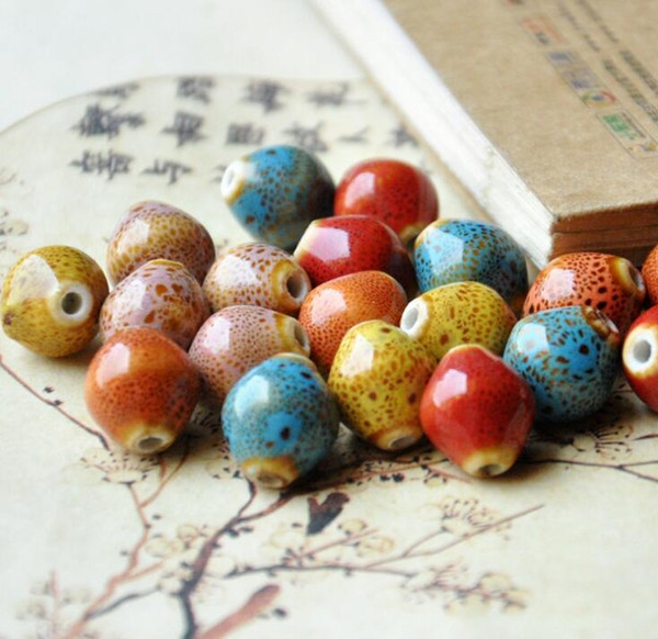 50 pcs 15mm*13mm , hole size about 2.5mm Porcelain Beads,mixed color,ceramic DIY loose beads jewelry finding