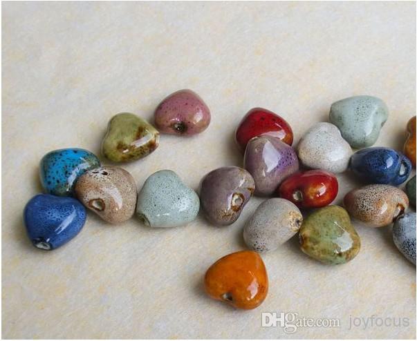 Porcelain Beads,mixed color,ceramic loose beads, heart shape, sold per pack of 100 pieces, Model no: 1306031407