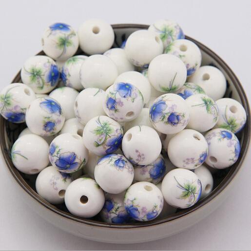 8-14mm Porcelain Beads, mixed colors,DIY accessories ceramic loose beads,round shape,sold per bag of 100 pcs