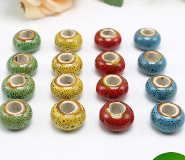 50 pcs 9*15mm, big hole size about 6mm Porcelain Beads,mixed color,ceramic DIY loose beads jewelry finding