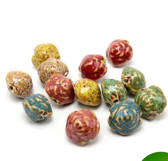 30 pcs 22*17mm, hole size about 3mm Porcelain Beads,mixed color, ceramic DIY loose beads jewelry finding