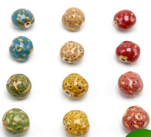 30 pcs 15*11mm, hole size about 2.5mm Porcelain Beads,mixed color, ceramic DIY loose beads jewelry finding