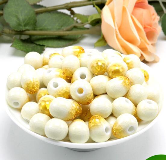 50 pcs 6mm , hole size about 2mm Porcelain Beads,yellow drop tear shape ceramic DIY loose beads jewelry finding