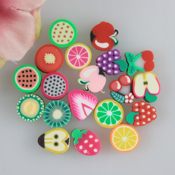 100 Pieces Assorted Fimo Polymer Clay Fruit Pattern Beads With Hole For Kid Diy Craft Jewelry Making