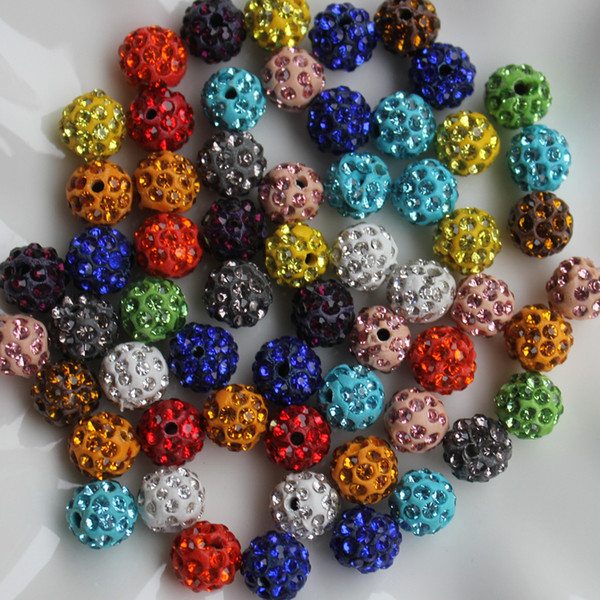 Wholesale 10mm 50 Pieces Assorted Color Soft Clay Rhinestone Disco Ball Shamballa Beads For Diy Bracelets Making