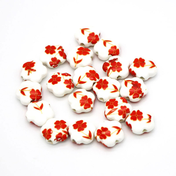 200pcs/lot Flat Flower Shape Ceramic Beads Fashion Jewellry Making Bead Decoratio for Bedroom Jewelry Accessory