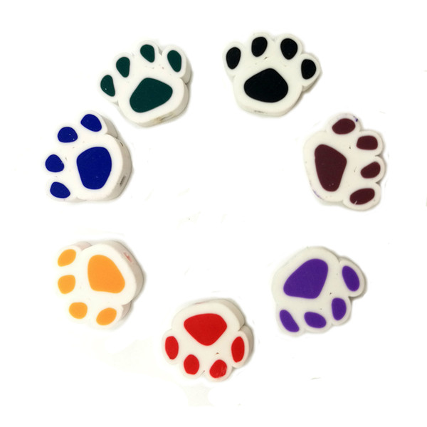 100pcs Mixed Polymer Clay Bear paw Slices 3D Fimo Beads With Hole Crafts Findings Slices Spacer Beads Women DIY Jewelry Accessories