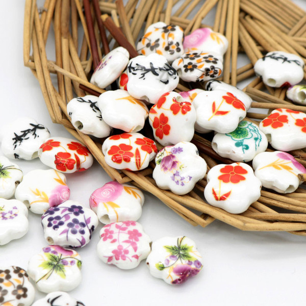 200pcs/lot Beautiful Jewelry Decoration Porcelain Beads Mixed Color Pattern DIY Chinese Style Ceramic Beads Wholesale