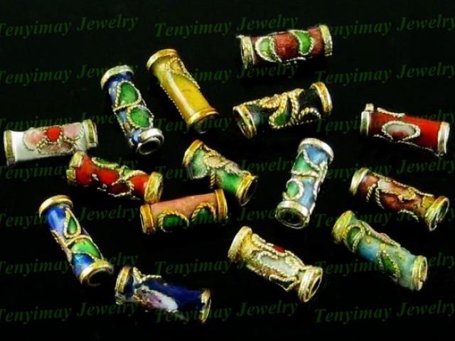 Free shipping mixed color cloisonne enamel beads fit jewelry DIY, vintage jewelry fittings