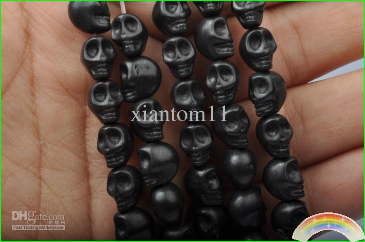 Wholesale 100Pcs 8X10mm Black Turquoise Loose Skull Beads