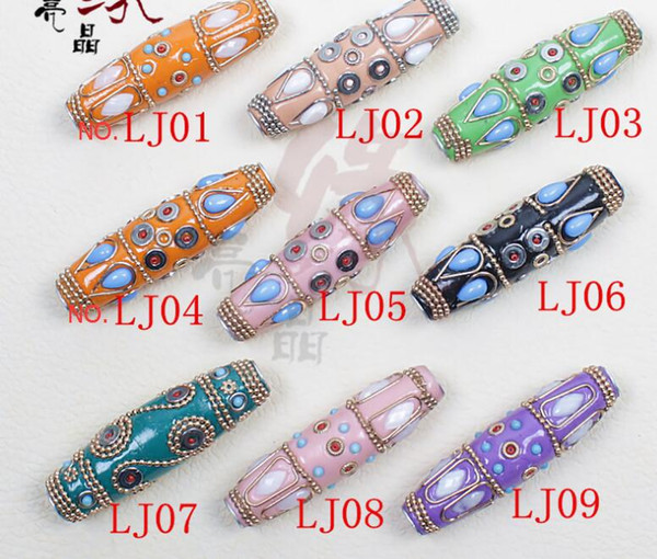 17MM*60MM Cloisonne Loose Beads Metal Europe Pirate Spacer Beads DIY Bracelet Findings 10 PCS/lot -NO. Lj01-Lj09