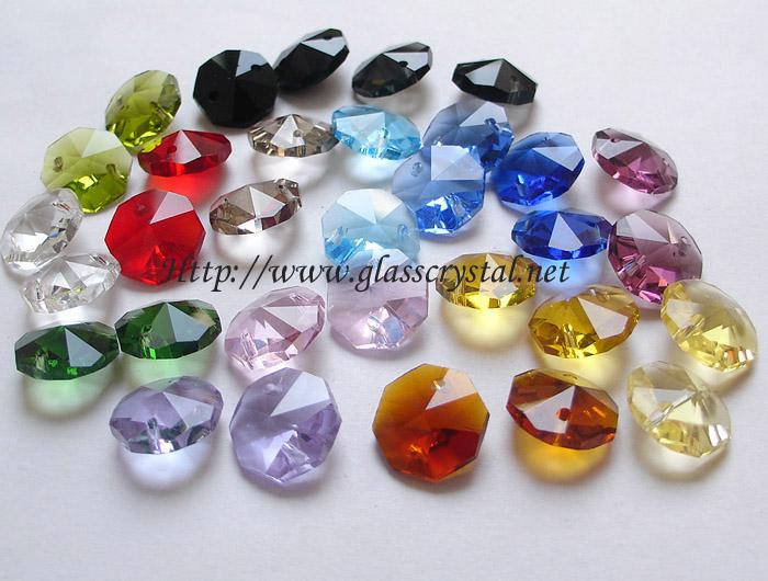 Assorted Crystal Octagon Beads 14mm 1 hole & 2 holes Crystal Xmas Ornament Crystal Garland Prisms Chandelier Replacement