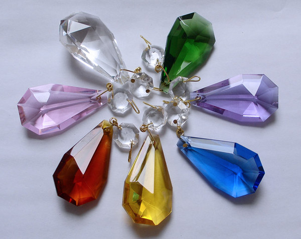 Assorted Colours Crystal Prisms Crystal Xmas Ornament Crystal Garland Prisms Chandelier Replacement