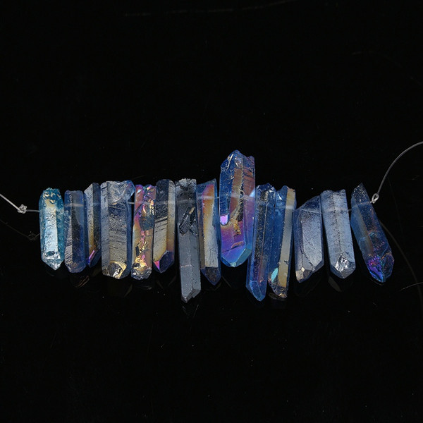 14pcs Clear Rainbow Titanium Quartz Crystal Wand Point Healing Degaussing Gemstone For DIY Crafts Pendant Home decoration