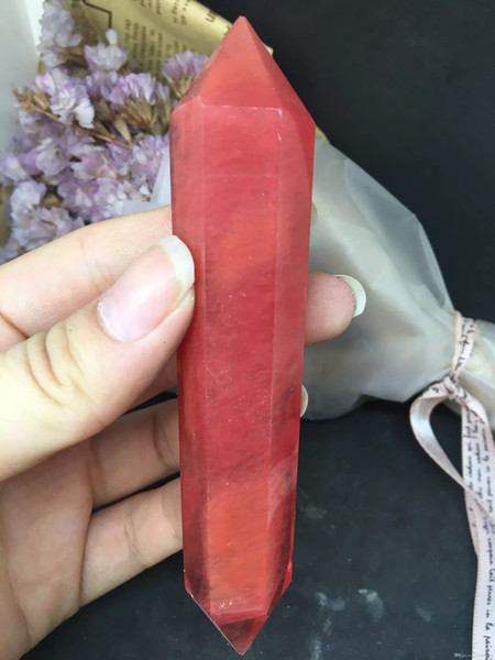 Hot sale!!!2pcs 167g Natural and beautiful crystal pillars can be used as gifts or decorations or bring wealth.Red crystal post