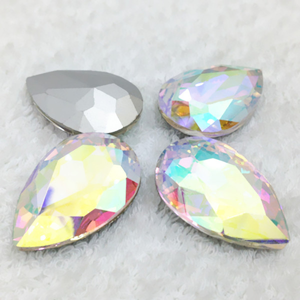 More colors U choose ~10x14mm 225pcs/bag/color pear drop crystal fancy stone diy teardrop pointback glass crystals for jewelry garments use