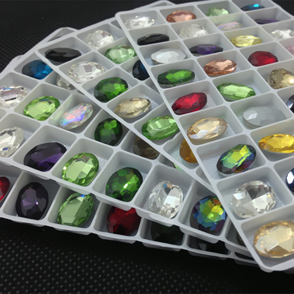 New Arrival Multicolor 10 colors U Choose,6x8mm 580pcs/lot/color Oval Pointback Glass Crystal Bead Appliques for Dress