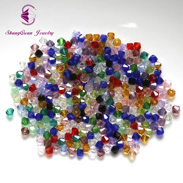 Free shipping wholesale 1500pcs 5301 4mm crystal Mixed colors Crystal Bicone Beads for Jewelry Making