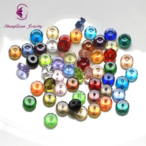 200pcs Multi Color Faceted Crystal Beads Loose Tyre Shape DIY 3A Jewelry Beads 4*8mm SQ3A2348